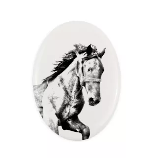 Mustang - une plaque commémorative avec une photo de cheval, une plaque funéraire avec une impression, une plaque ovale personnalisée de la marque Art-Dog