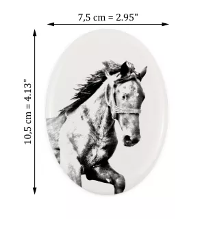 Mustang - commemorative plaque with a photo of a horse, tombstone plaque with a print, personalized oval plaque by Art-Dog brand