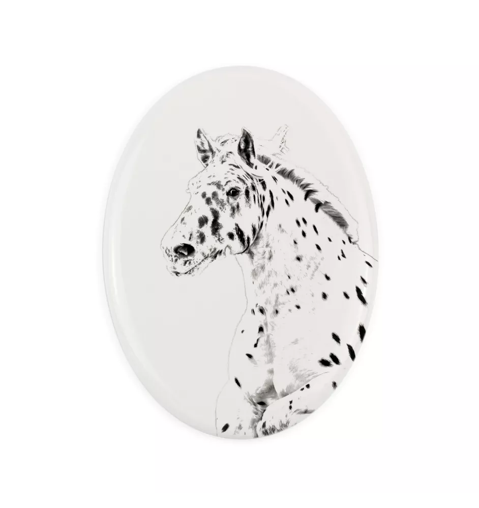 Noriker - Gedenktafel mit einem Pferdefoto, Grabplatte mit Druck, personalisierte ovale Platte von Art-Dog.