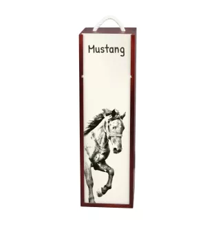 Mustang - boîte à vin avec un cheval, boîte à alcool avec une illustration, boîte cadeau personnalisée de la marque Art-Dog