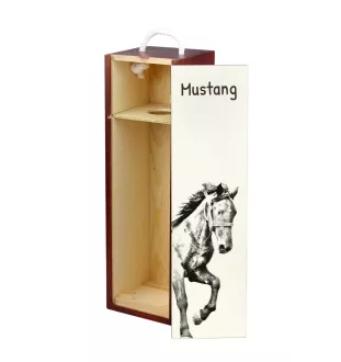 Mustang - boîte à vin avec un cheval, boîte à alcool avec une illustration, boîte cadeau personnalisée de la marque Art-Dog