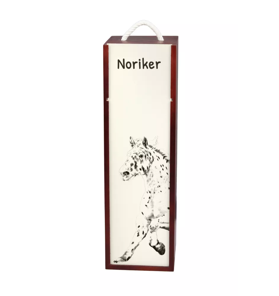 Noriker - boîte à vin avec un cheval, boîte à alcool avec une illustration, boîte cadeau personnalisée de la marque Art-Dog