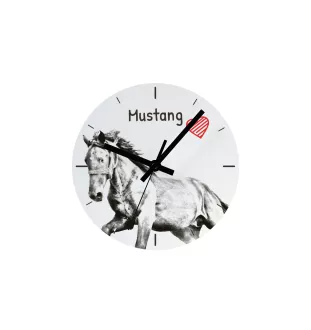 Mustang - Wanduhr mit Pferd, Uhr mit Druck für das Regal, personalisierte Hausdekoration der Marke Art-Dog