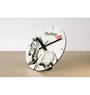 Mustang - wall clock with a horse, shelf clock with a print, personalized home decoration from the Art-Dog brand