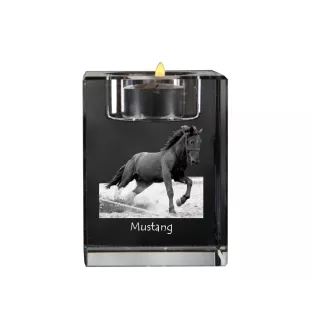 Mustang - Kerzenhalter mit Bild eines Pferdes, Teelichthalter aus Kristall, personalisiertes Geschenk der Marke Art-Dog
