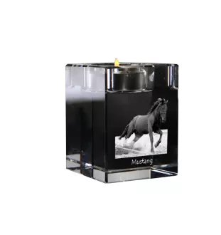 Mustang - Bougeoir avec image d'un cheval, porte bougie en cristal, cadeau personnalisé par la marque Art-Dog