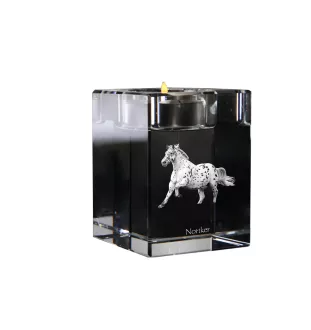 Noriker - Candle holder with picture of a horse, crystal tealight holder, personalised gift by Art-Dog brand
