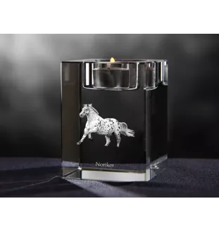 Noriker - Candle holder with picture of a horse, crystal tealight holder, personalised gift by Art-Dog brand