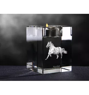 Noriker - Kerzenhalter mit Bild eines Pferdes, Teelichthalter aus Kristall, personalisiertes Geschenk der Marke Art-Dog