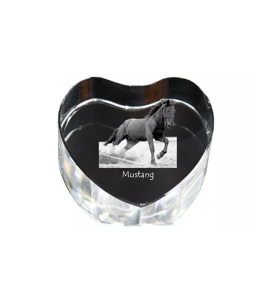 Mustang - une photo de cheval dans un cristal, un cœur en cristal, un cadre exceptionnel avec une photo de la marque Art-Dog