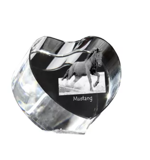 Mustang - Pferdefoto im Kristall, Kristallherz, einzigartiger Bilderrahmen der Marke Art-Dog