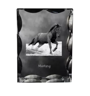 Mustang - Kristall mit einem Pferdebild, Glasstatuette mit einem Bild, einzigartiger Bilderrahmen der Marke Art-Dog