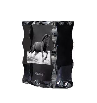 Mustang - Kristall mit einem Pferdebild, Glasstatuette mit einem Bild, einzigartiger Bilderrahmen der Marke Art-Dog