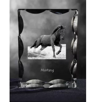 Mustang - crystal with a picture of a horse, glass statuette with a picture, unique frame with a picture from Art-Dog brand