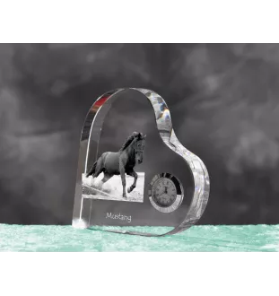 Mustang - horloge en cristal avec une photo de cheval, horloge de table en forme de cœur, horloge debout personnalisée de la marque Art-Dog