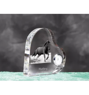 Mustang - horloge en cristal avec une photo de cheval, horloge de table en forme de cœur, horloge debout personnalisée de la marque Art-Dog