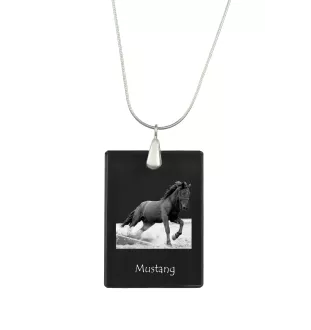 Mustang - Crystal pendant with horse, silver necklace with photo, personalised pendant by Art-Dog brand