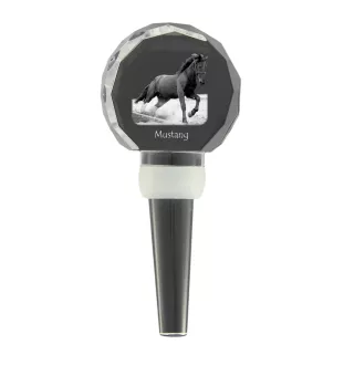 Mustang - Crystal bottle stopper with horse, unique wine stopper with photo, personalised gift for sommelier by Art-Dog brand