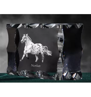 Noriker - Kristall mit einem Pferdebild, Glasstatuette mit einem Bild, einzigartiger Bilderrahmen der Marke Art-Dog