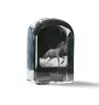 Mustang - Kristallwürfel mit Bild, Pferdebild im Kristall, sechseckiger Papierclip der Marke Art-Dog