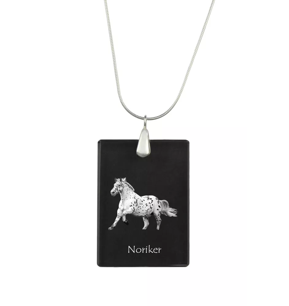 Noriker - Crystal pendant with horse, silver necklace with photo, personalised pendant by Art-Dog brand