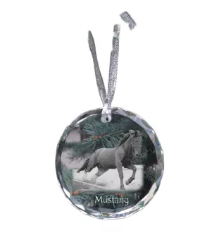 Mustang - boule de Noël en cristal avec une photo, photo de cheval dans le cristal, décoration personnalisée pour sapin de Noël de la marque Art-Dog