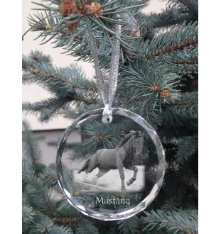 Mustang - Kristallkugel mit einem Foto, Pferdefoto im Kristall, personalisierter Weihnachtsbaumanhänger von der Marke Art-Dog