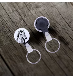 Mustang - porte-clés unique avec une photo de cheval, produit fait à la main, accroche légère et pratique de la marque Art-Dog