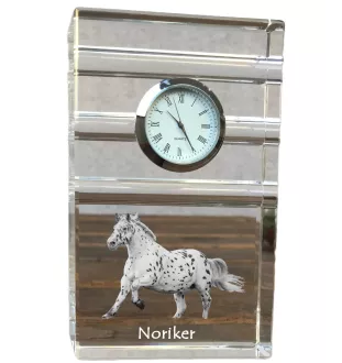 Noriker - horloge en verre avec photo, photo de cheval dans un cristal, horloge de bureau personnalisée de la marque Art-Dog