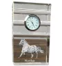 Noriker - glass clock with a photo, photo of a horse in crystal, personalized standing office clock by Art-Dog brand