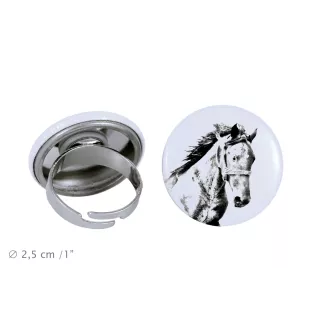 Mustang - Sammlerring mit einem Pferdeporträt, handgefertigtes Produkt, Marke Art-Dog