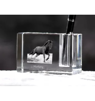 Mustang - Stifthalter, Kristallorganisator mit Bild eines Pferdes, einzigartige Schreibtischdekoration der Marke Art-Dog