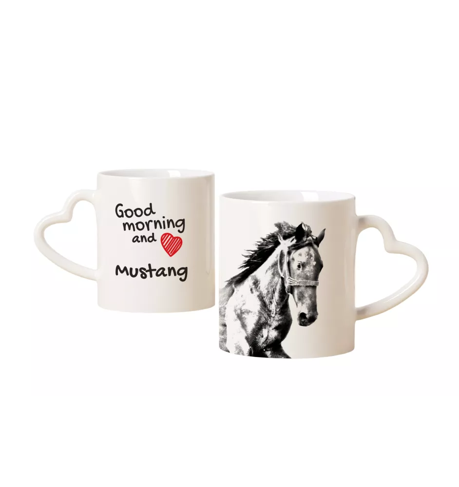 Mustang - cup with a dog, adorable cup with a heart-shaped handle, universal gift from the Art-Dog brand