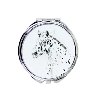 Noriker - Taschenspiegel mit Pferd, personalisierter Taschenspiegel, kompakter Spiegel mit Art-Dog-Logo