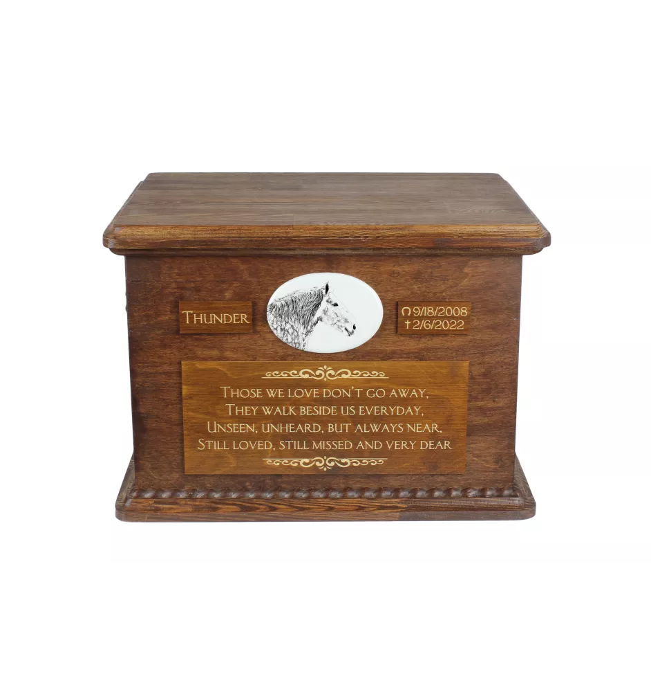Percheron Urn für Pferdeasche, personalisierte Urne mit Foto, große Box für Pferdeasche von der Marke Art-Dog