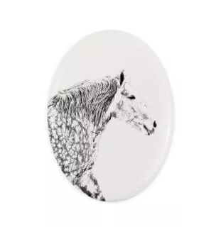 Percheron - une plaque commémorative avec une photo de cheval, une plaque funéraire avec une impression, une plaque ovale personnalisée de la marque Art-Dog