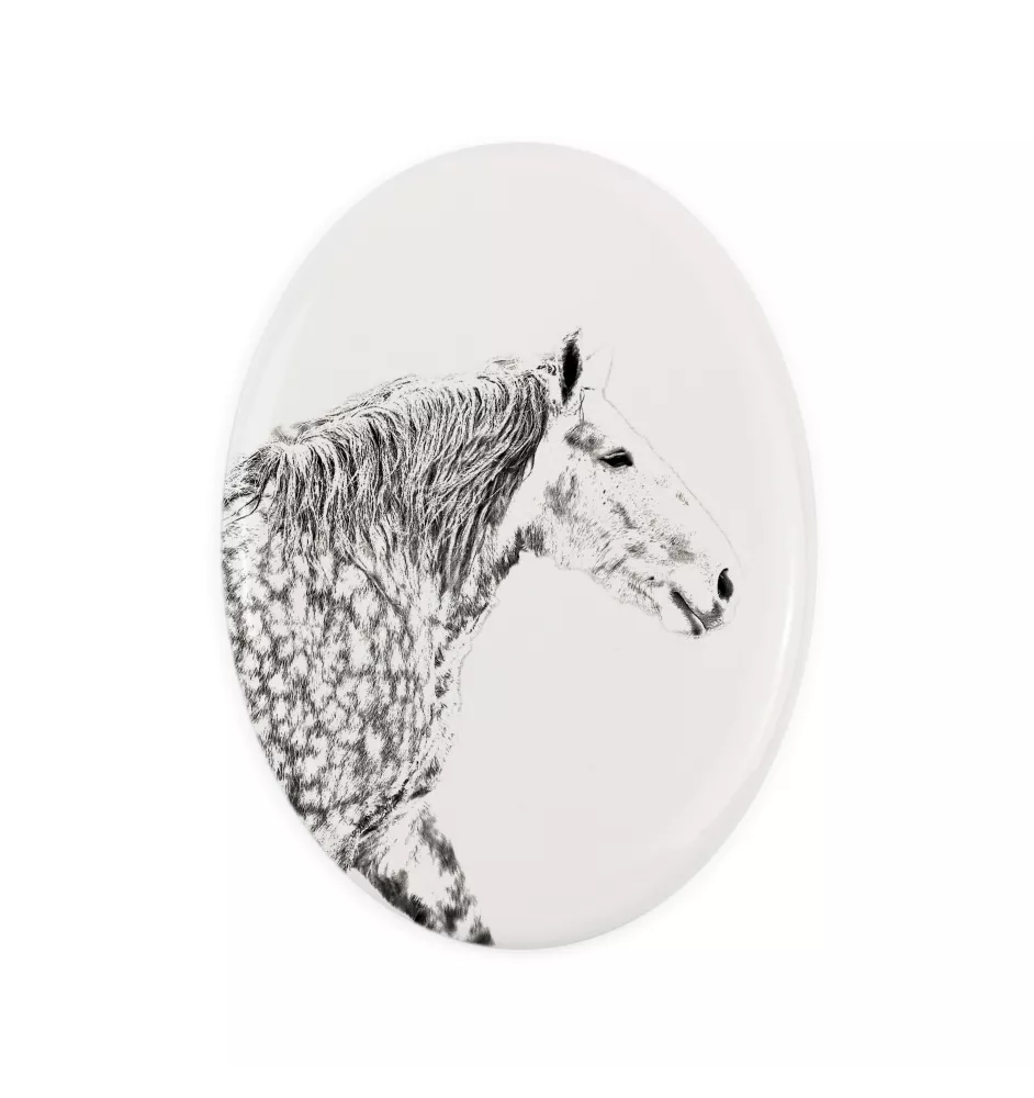 Percheron - Gedenktafel mit einem Pferdefoto, Grabplatte mit Druck, personalisierte ovale Platte von Art-Dog.