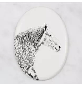 Percheron - commemorative plaque with a photo of a horse, tombstone plaque with a print, personalized oval plaque by Art-Dog brand
