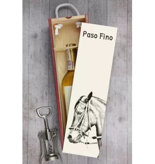 Paso Fino - boîte à vin avec un cheval, boîte à alcool avec une illustration, boîte cadeau personnalisée de la marque Art-Dog