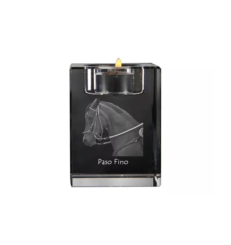 Paso Fino - Bougeoir avec image d'un cheval, porte bougie en cristal, cadeau personnalisé par la marque Art-Dog