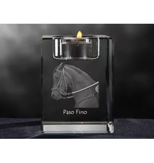 Paso Fino - Bougeoir avec image d'un cheval, porte bougie en cristal, cadeau personnalisé par la marque Art-Dog