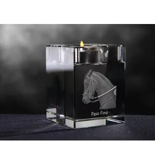 Paso Fino - Bougeoir avec image d'un cheval, porte bougie en cristal, cadeau personnalisé par la marque Art-Dog
