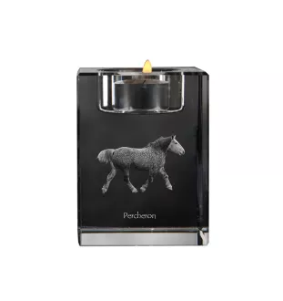 Percheron - Bougeoir avec image d'un cheval, porte bougie en cristal, cadeau personnalisé par la marque Art-Dog