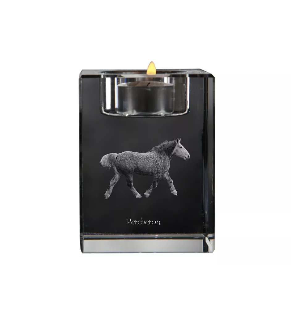 Percheron - Bougeoir avec image d'un cheval, porte bougie en cristal, cadeau personnalisé par la marque Art-Dog