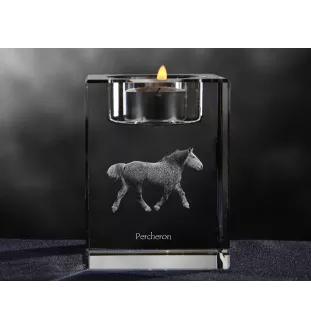 Percheron - Bougeoir avec image d'un cheval, porte bougie en cristal, cadeau personnalisé par la marque Art-Dog