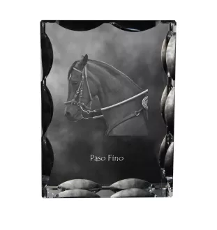 Paso Fino - Kristall mit einem Pferdebild, Glasstatuette mit einem Bild, einzigartiger Bilderrahmen der Marke Art-Dog