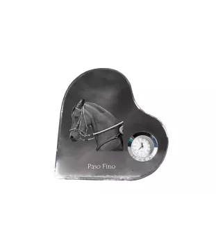 Paso Fino - Kristalluhr mit einem Pferdebild, Herzregal-Uhr, personalisierte Standuhr der Marke Art-Dog