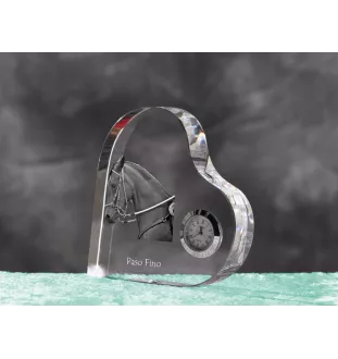 Paso Fino - horloge en cristal avec une photo de cheval, horloge de table en forme de cœur, horloge debout personnalisée de la marque Art-Dog