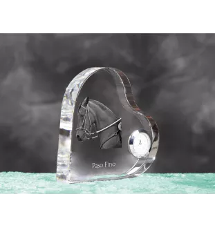 Paso Fino - horloge en cristal avec une photo de cheval, horloge de table en forme de cœur, horloge debout personnalisée de la marque Art-Dog