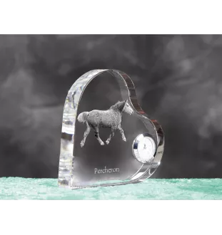 Percheron - Kristalluhr mit einem Pferdebild, Herzregal-Uhr, personalisierte Standuhr der Marke Art-Dog